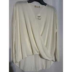 NWT Altar'd State Cream Wrap Front Long Sleeve Top Size S